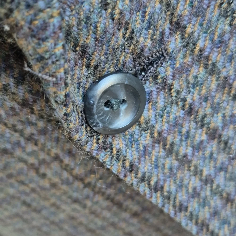 OXXFORD Green Grey Tan Plaid Houndstooth Weave Tweed Sz 40 R Mens Sport Coat VTG
